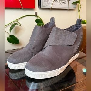 🩶 CCOCCI Penelope Velcro Sneaker Wedges, Platform Tennis Shoes, Gray, Size 10